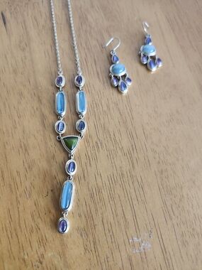 Chunky Art-Deco Sterling Silver Necklace and Earrings Set